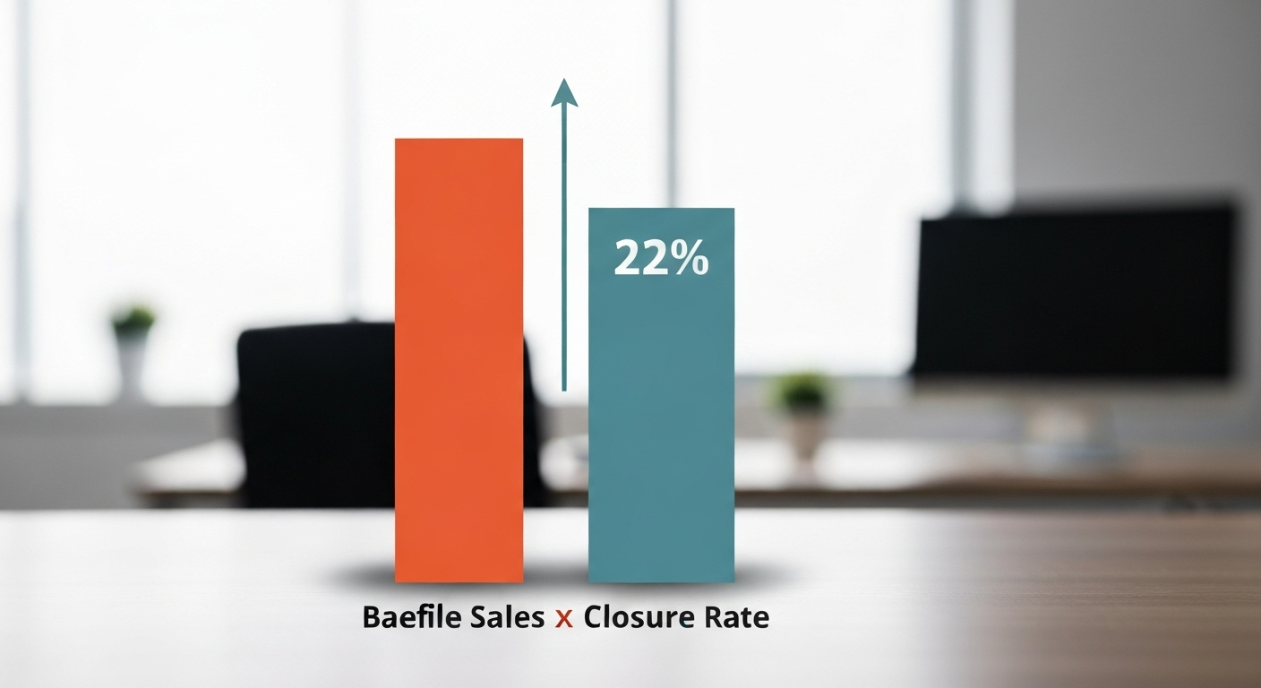 Bar graph showing a 22% increase in sales closures using objective criteria.