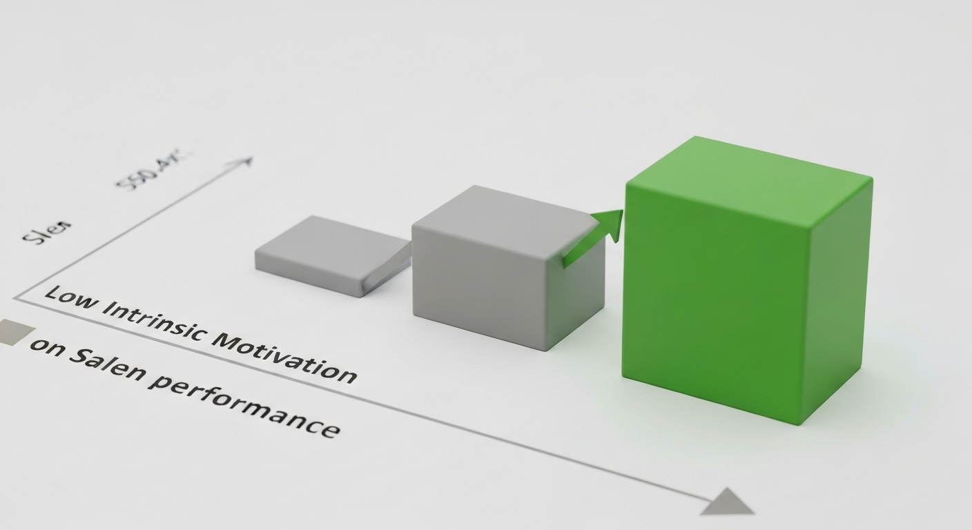 Bar graph showing higher sales for sales teams with high intrinsic motivation.