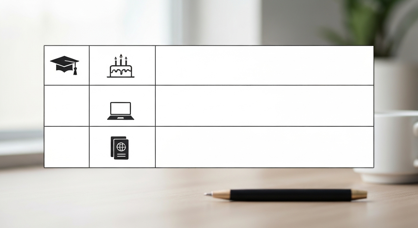 A simple table with icons depicting requirements for an online course enrollment.