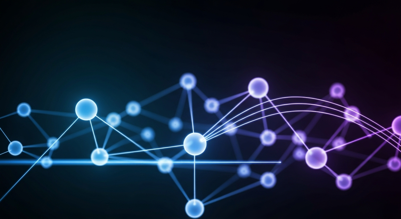 Abstract visual representing technology trends in sales with interconnected nodes and glowing lines.